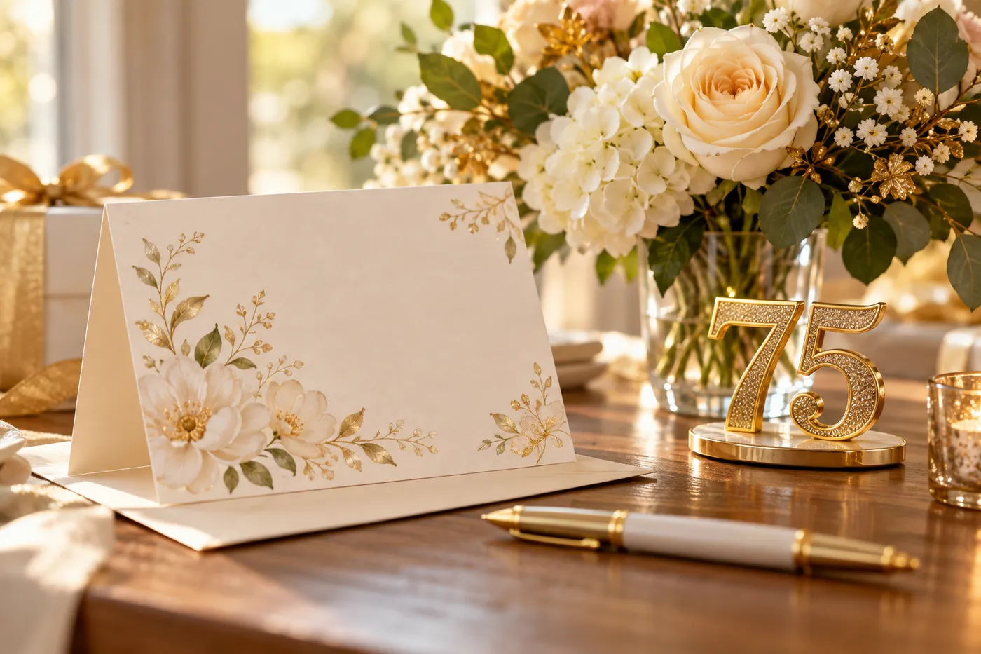 Handwritten card for a 75th birthday