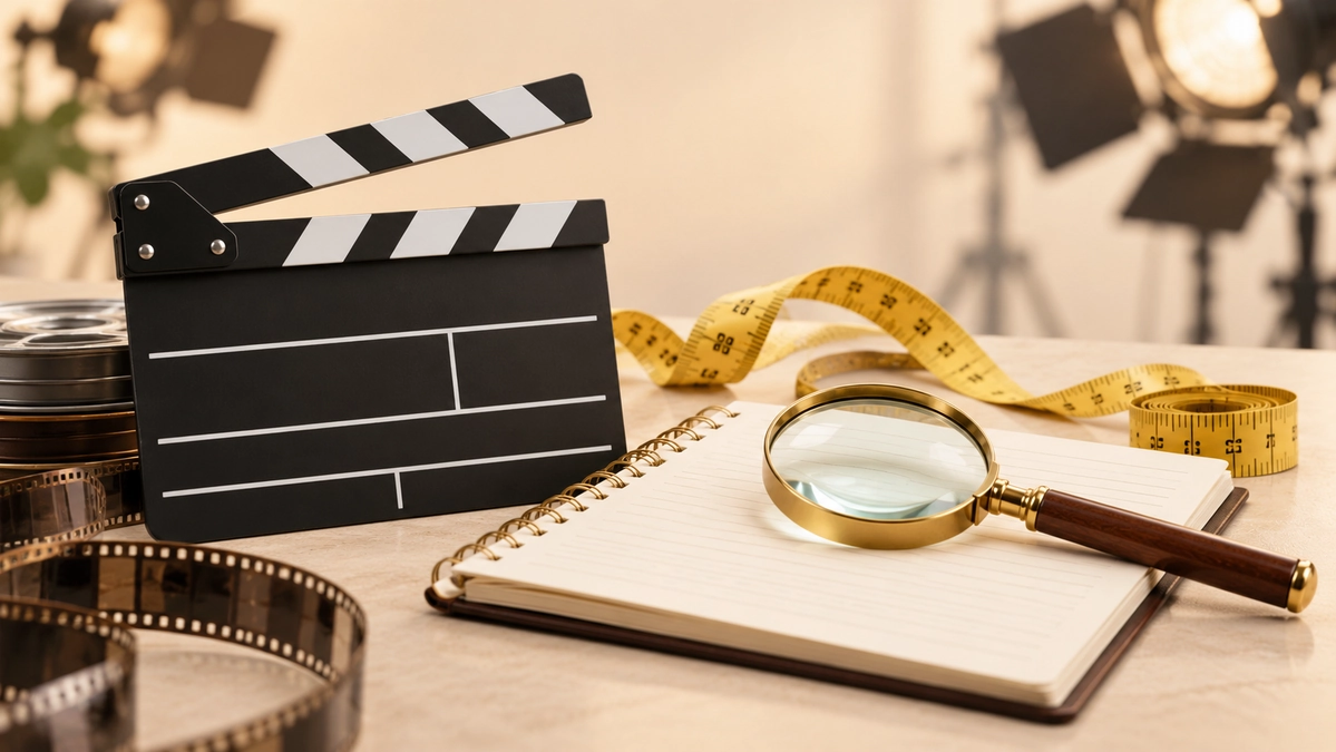 Film clapperboard and measuring tape for Buket Komur height research