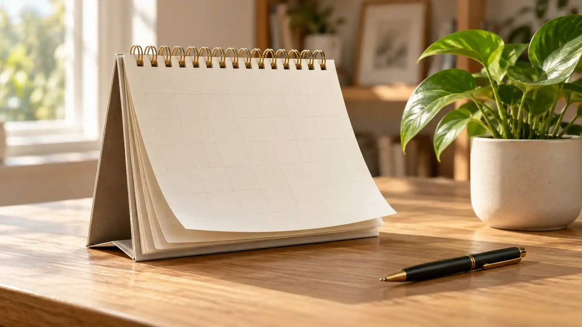 Calendar and pen representing a careful timeline for the Dallas Yocum story