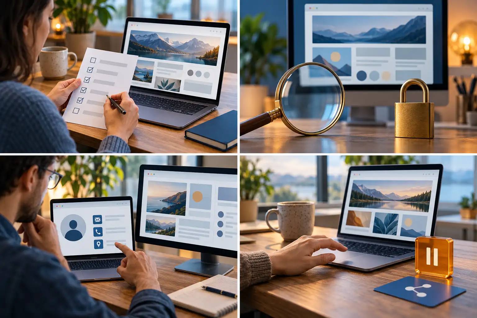 Magnifying glass and padlock used to check website security
