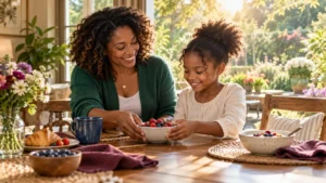 Tuesday African American good morning image with a warm sunrise scene