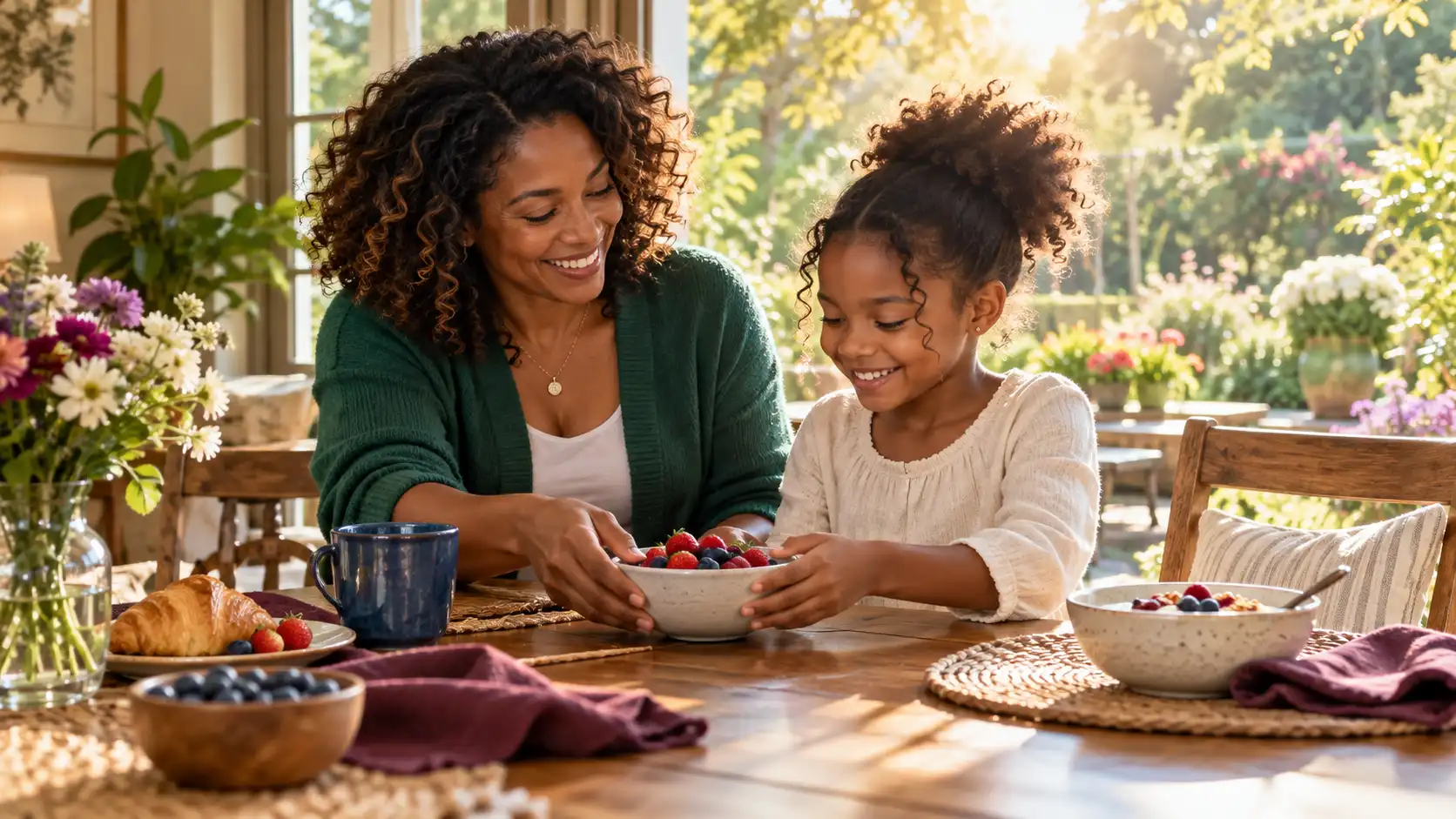 Tuesday African American good morning image with a warm sunrise scene